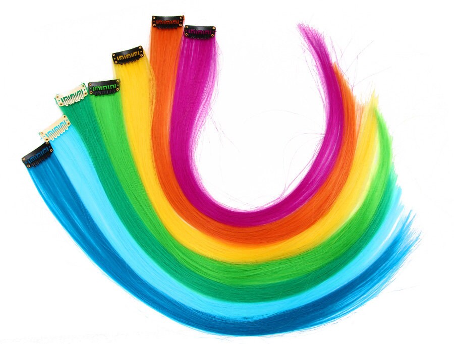 Set of Two Coloured Hair Extensions,18In Long