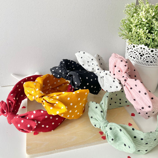 Serre-têtes à pois style Barbie avec petits nœuds